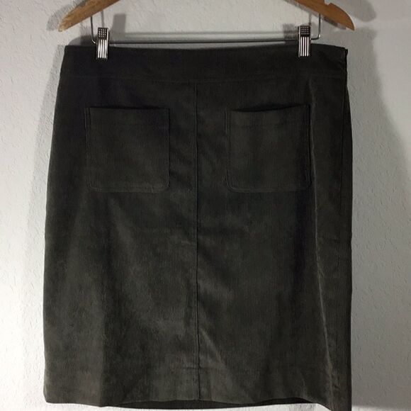 Zac & Rachel Skirt Olive Green Pinwale Coduroy Straight Size 12 - Picture 1 of 9